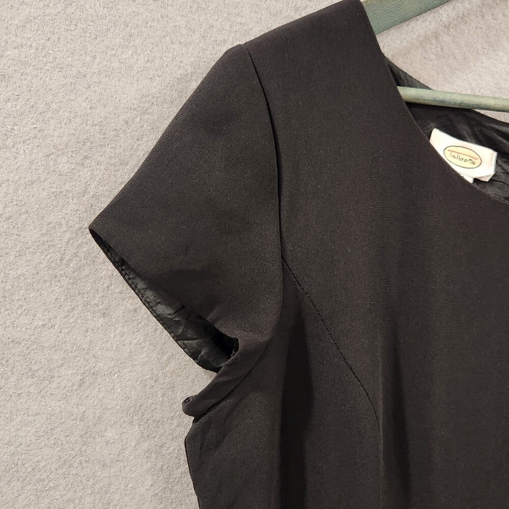 Vintage Y2K Talbots Midi Dress Black Career LBD Little Black Dress 14 Lined - Picture 3 of 12